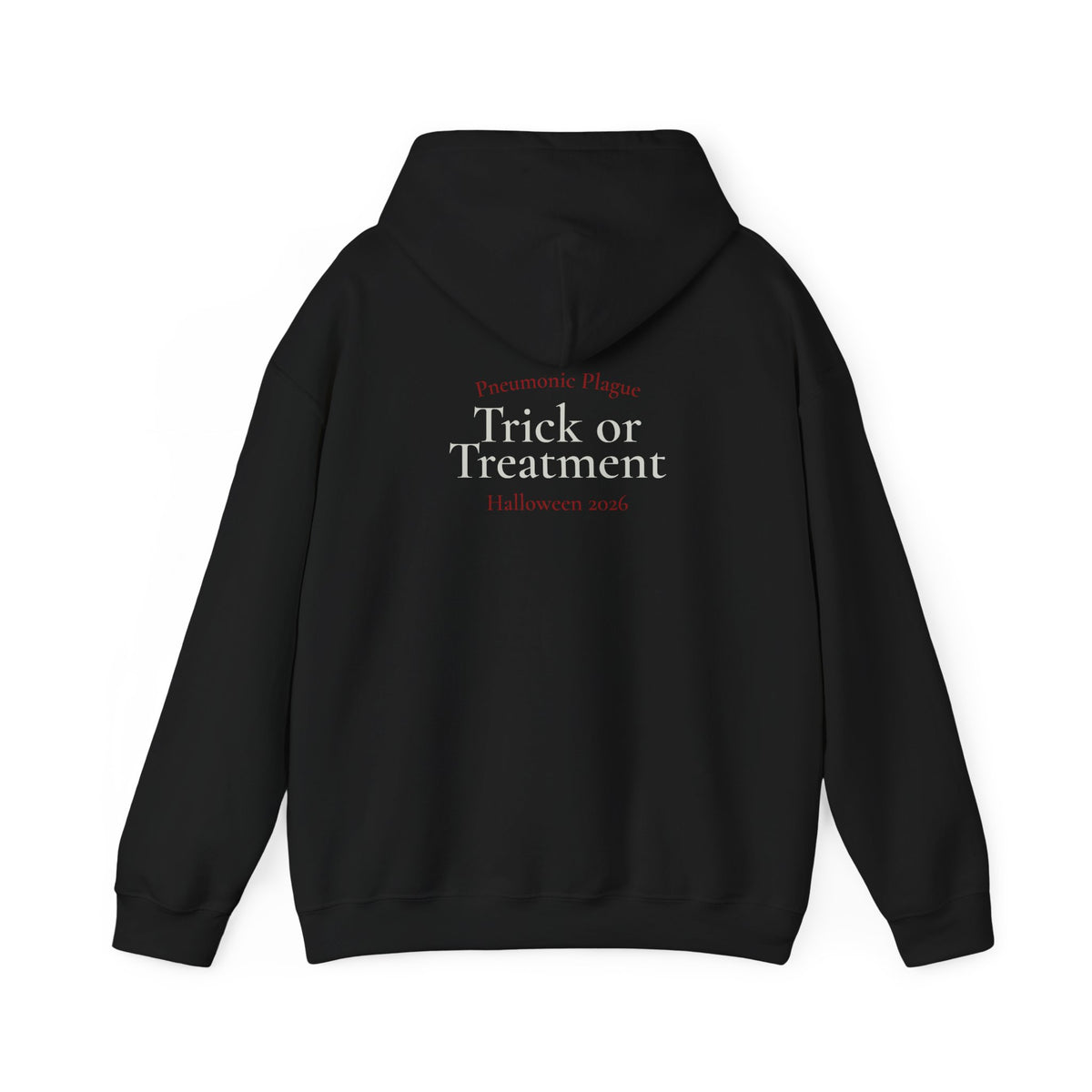 Trick or Treatment Halloween Hoodie — Vintage Medical Humor Back Print