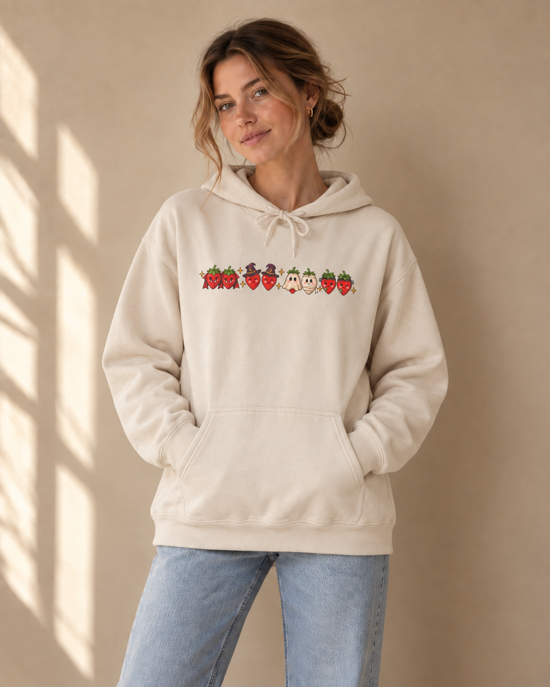 Spooky Strawberry Hoodie | Cute Halloween Hoodie | Vampire Witch Ghost Strawberries Sweatshirt | Coquette Halloween Gift for Her