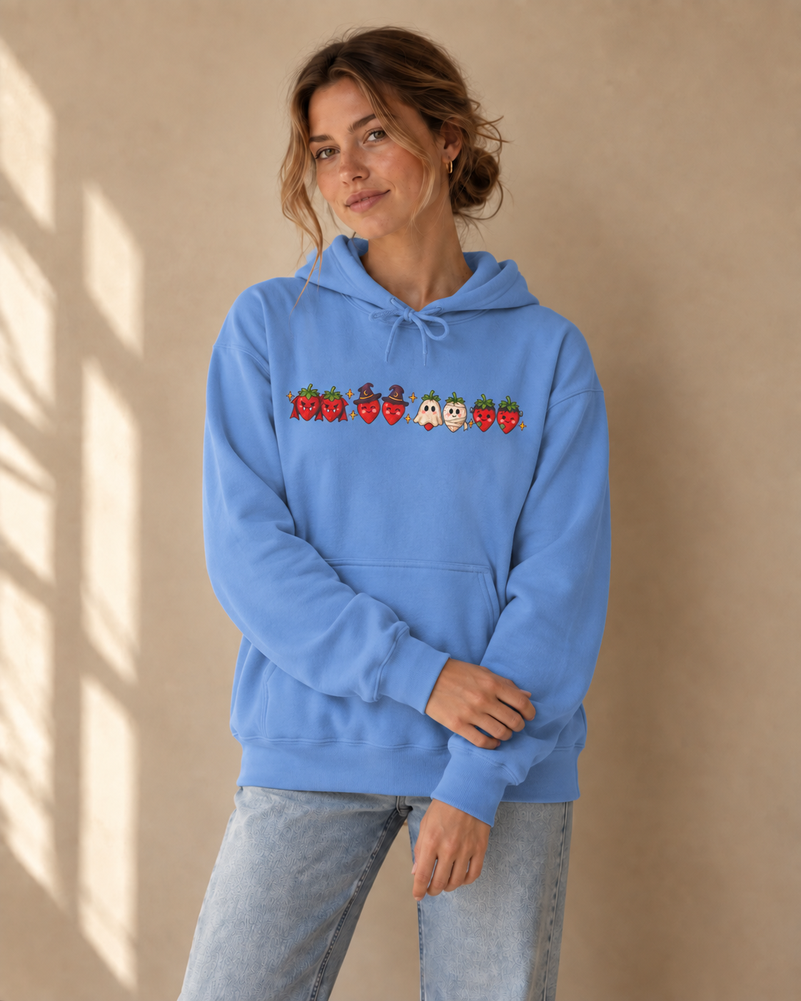 Spooky Strawberry Hoodie | Cute Halloween Hoodie | Vampire Witch Ghost Strawberries Sweatshirt | Coquette Halloween Gift for Her