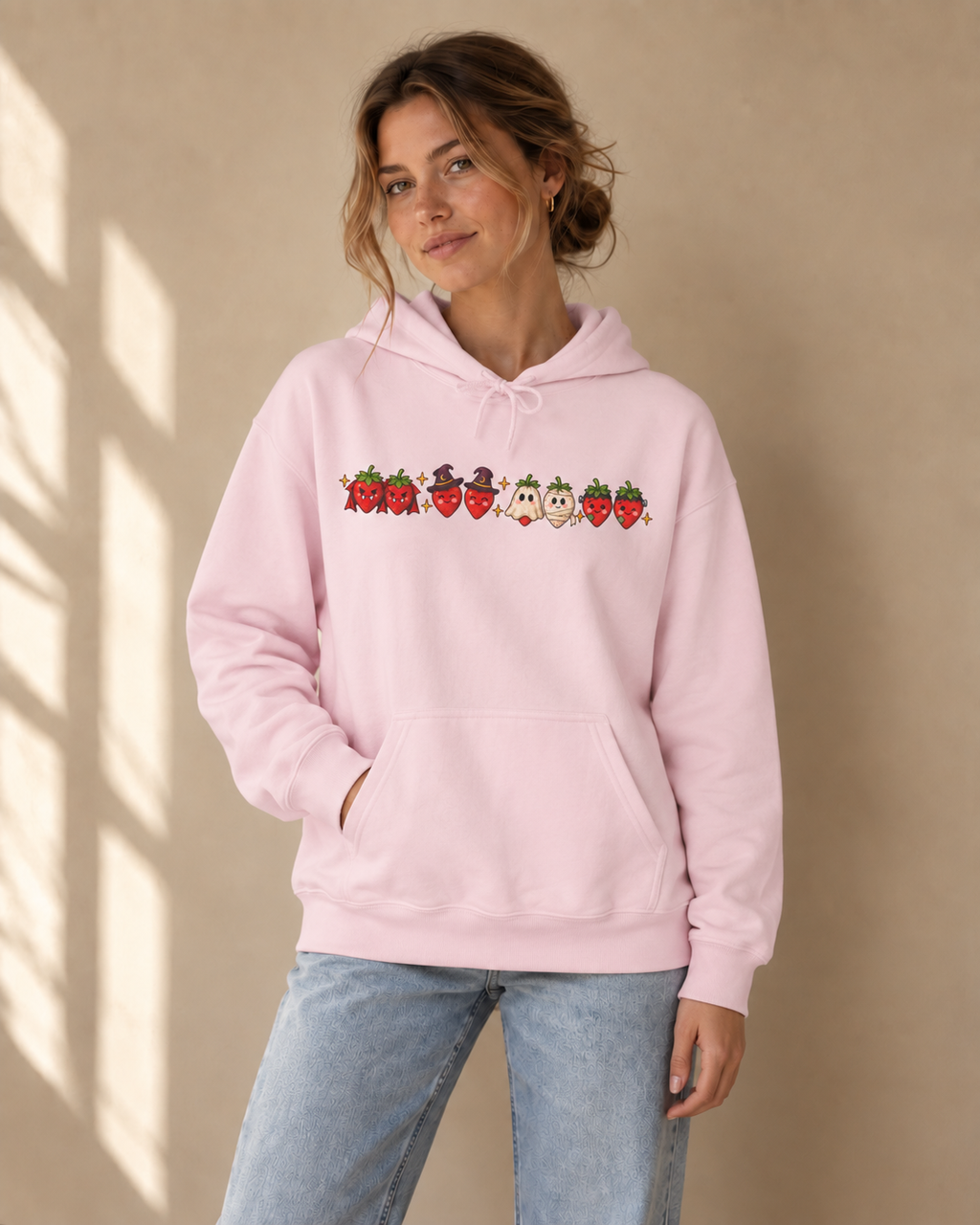 Spooky Strawberry Hoodie | Cute Halloween Hoodie | Vampire Witch Ghost Strawberries Sweatshirt | Coquette Halloween Gift for Her