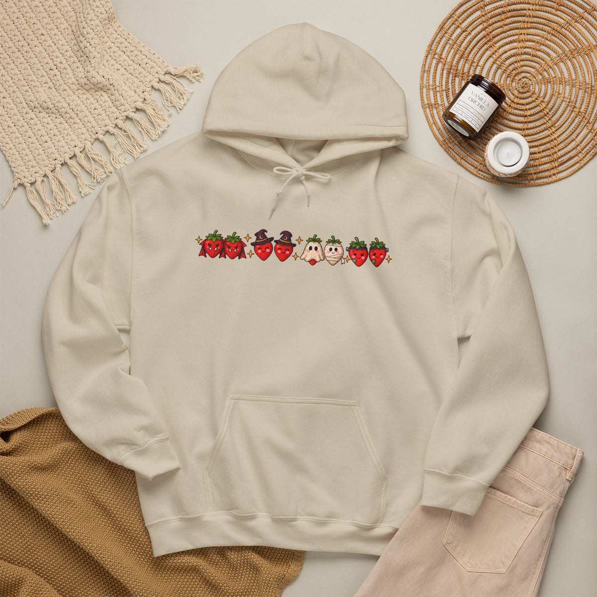 Spooky Strawberry Hoodie | Cute Halloween Hoodie | Vampire Witch Ghost Strawberries Sweatshirt | Coquette Halloween Gift for Her
