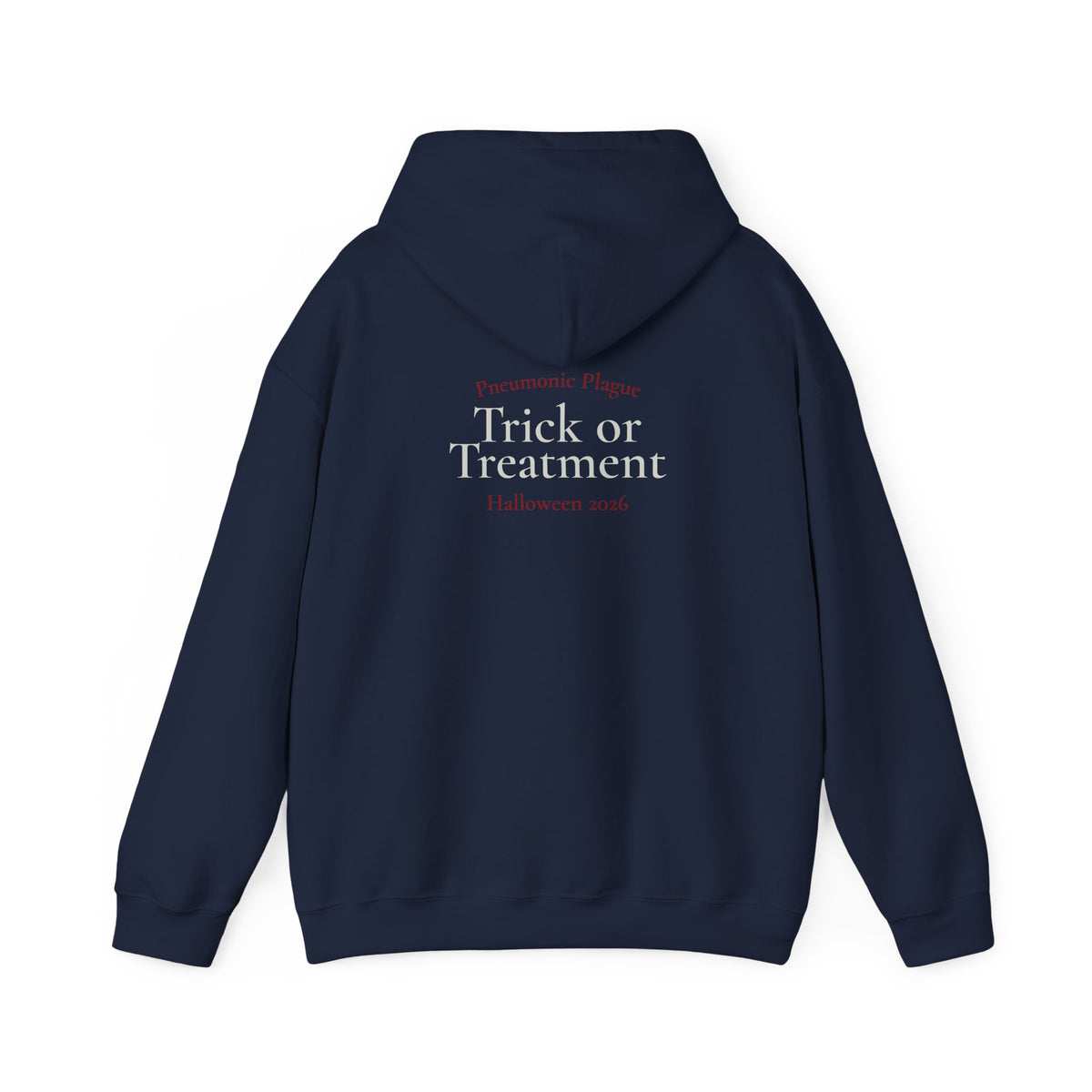 Trick or Treatment Halloween Hoodie — Vintage Medical Humor Back Print