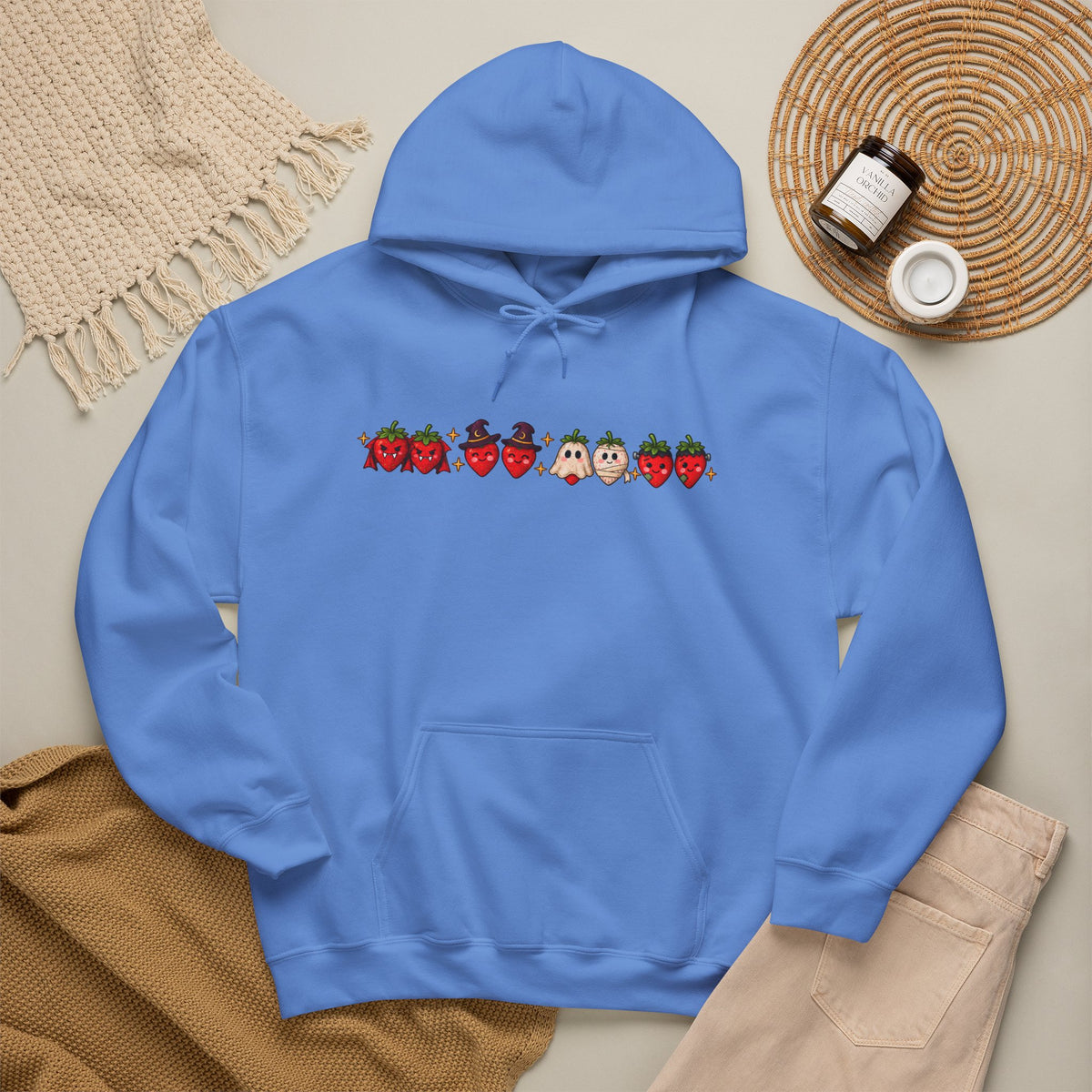 Spooky Strawberry Hoodie | Cute Halloween Hoodie | Vampire Witch Ghost Strawberries Sweatshirt | Coquette Halloween Gift for Her